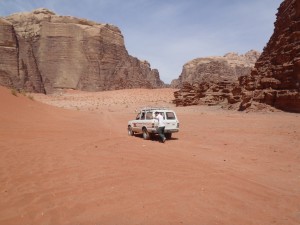 Pushing Jeep in Wadi Musa